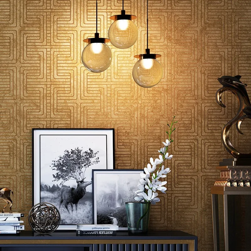 Zen Classical New Chinese Plaid Wallpaper 6 Color Options (5.3 ㎡)
