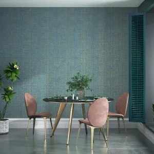 Zen Classical New Chinese Plaid Wallpaper 6 Color Options (5.3 ㎡)
