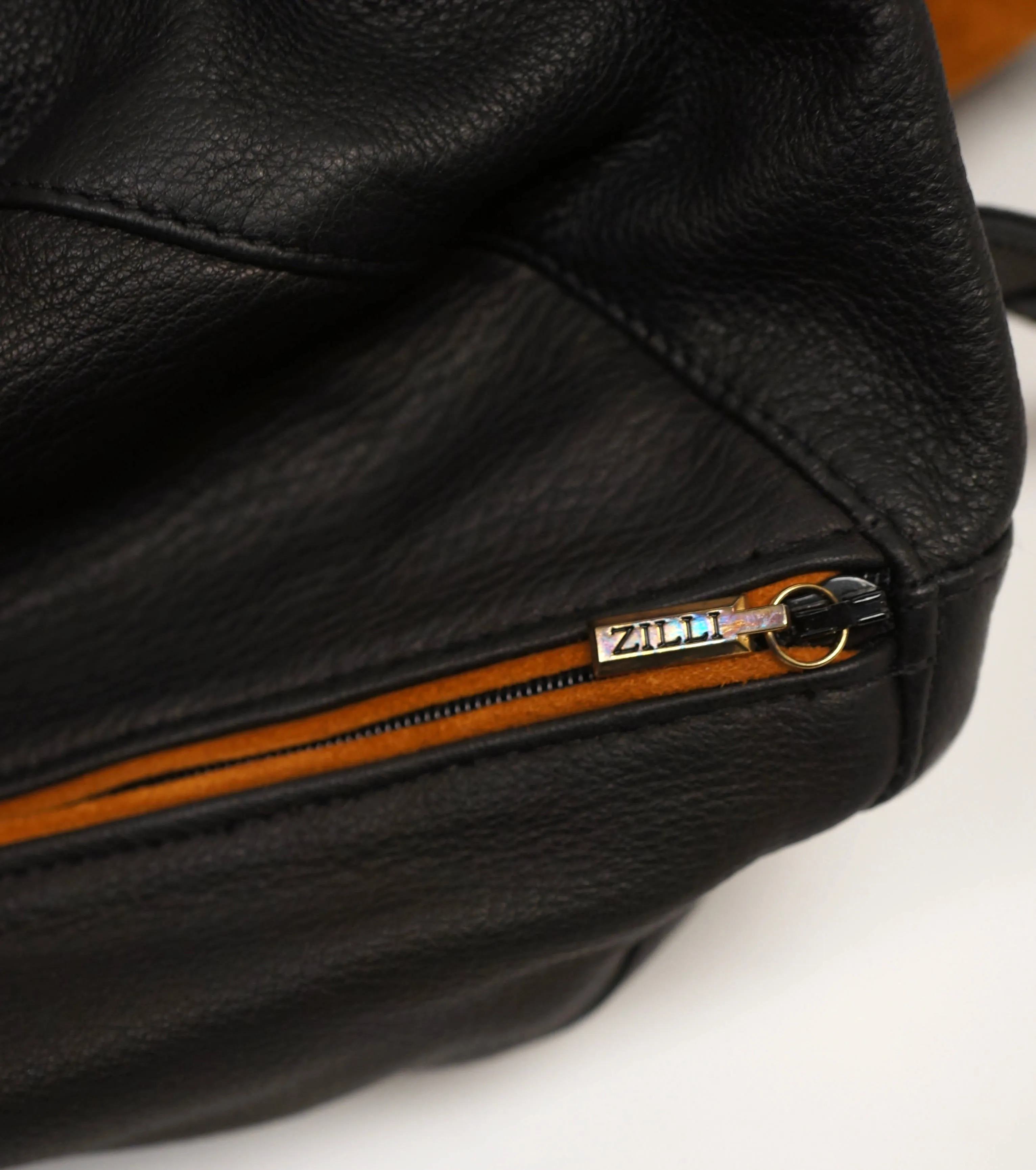ZILLI France Travel Bag Black Leather for Shoes or Ankle Boots with Brown Suede