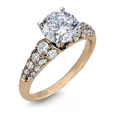 ZR898 Engagement Ring in 14k Gold with Diamonds